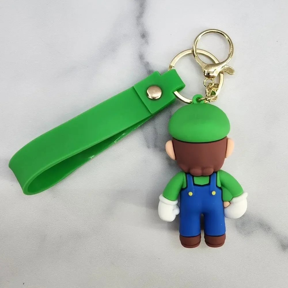 *NEW* Mario! Super Mario 3D Figure Keychain & Strap PVC/Silicone Green Mushroom